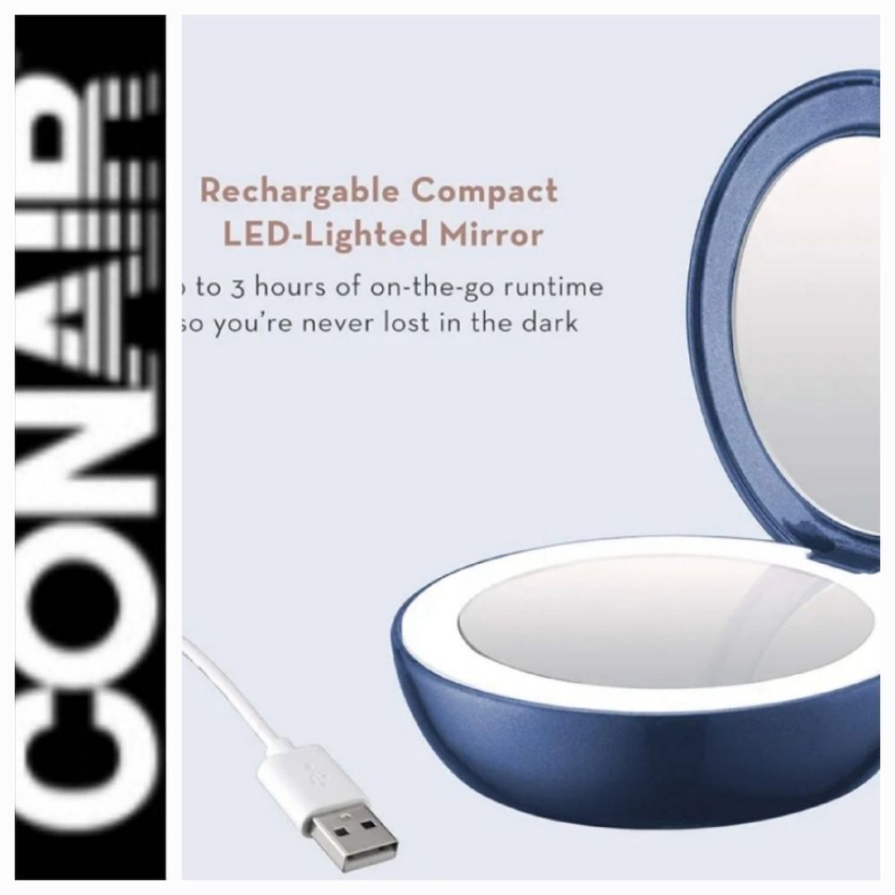 Conair Unbound Petite Rechargeable Compact LED-Lighted Mirror